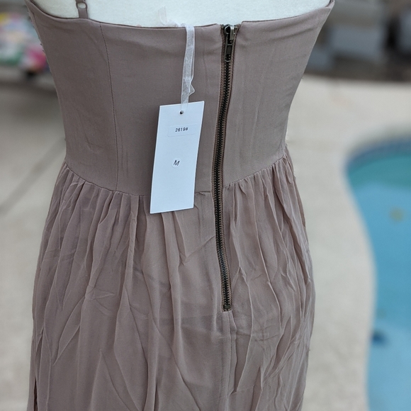 NWT Lucy Paris tan/blush maxi evening gown prom - Picture 5 of 6